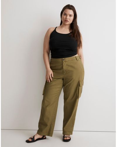 MW Plus Garment-dyed Low-slung Straight Cargo Pants - Green