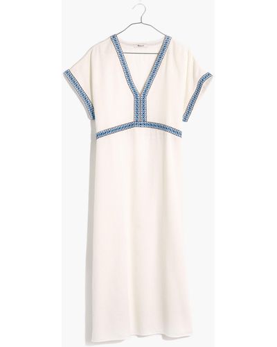 MW Embroidered Midi Tunic Cover-up Dress - Natural