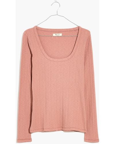 MW Pointelle Square-scoop Tee - Pink