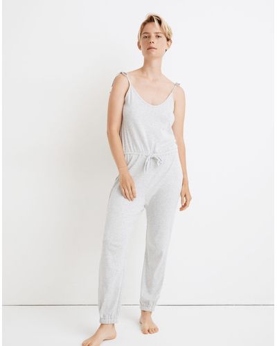 MW Knit Pointelle Tie-strap Pyjama Jumpsuit - White