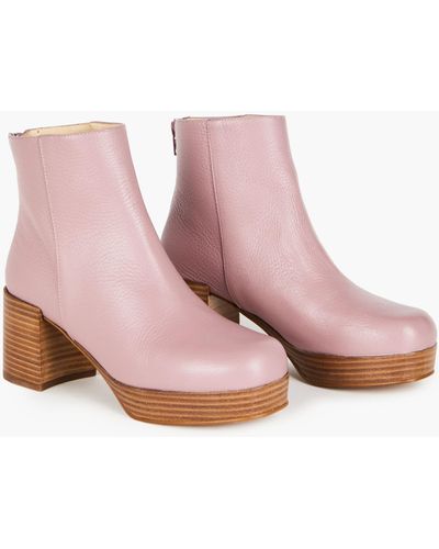 MW Intentionally Blank Leather Speed Platform Boots - Pink
