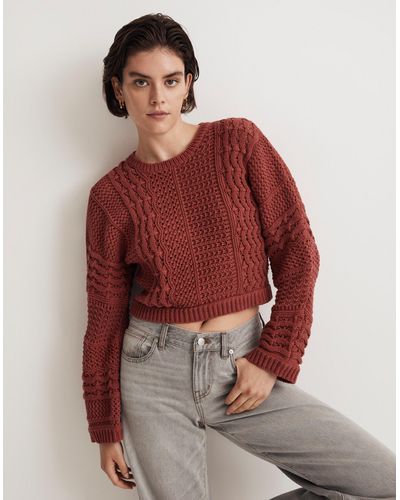 MW Crochet-knit Crop Sweater - Red