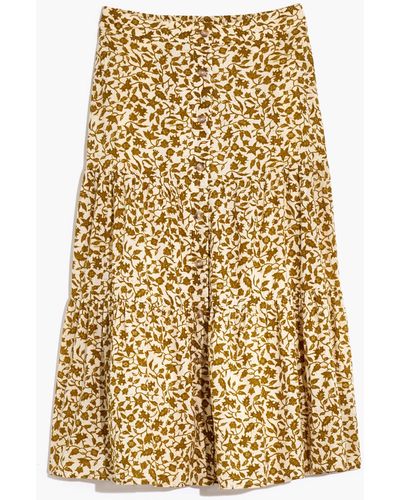 MW Button-front Tiered Maxi Skirt - Natural