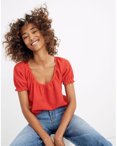MW Texture & Thread Peasant Top - Red