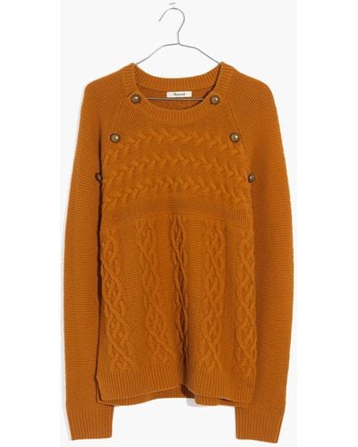 MW Button-detail Cableknit Pullover Sweater - Brown