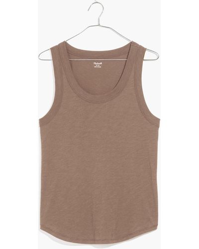 MW Whisper Cotton Scoopneck Tank Top - Brown