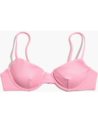MW Madewell Second Wave Ribbed Underwire Bikini Top - Pink