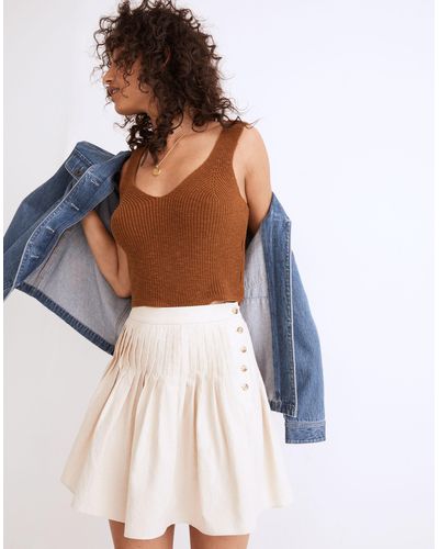 MW Hemp-cotton Pintuck Full Mini Skirt: Undyed Edition - Multicolor