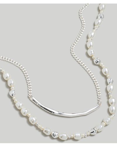 MW Two-pack Freshwater Pearl Chain Necklace Set - White