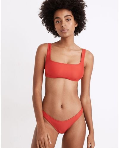 MW Madewell Second Wave Curved-waist Bikini Bottom - Red