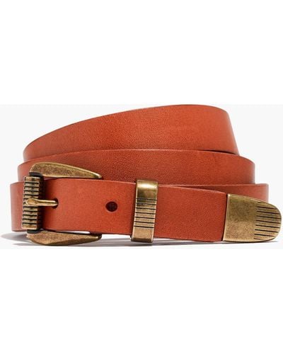 MW Leather Three-piece Belt - Brown