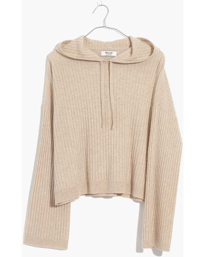 MW Cashmere Ribbed Hoodie Jumper - White