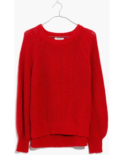 MW Balloon-sleeve Pullover Sweater - Red