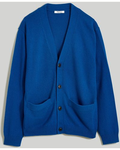 MW Cotton-merino Wool Blend Cardigan Jumper - Blue