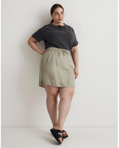 MW Plus Linen-blend Curved-hem Mini Skirt - Multicolor
