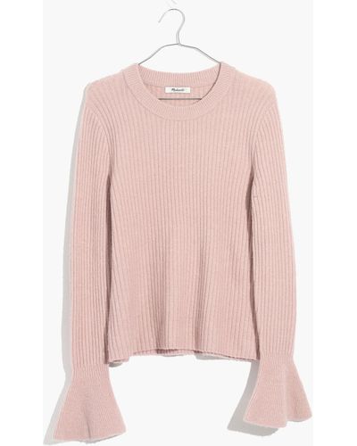 MW Ruffle-cuff Pullover Sweater - Pink