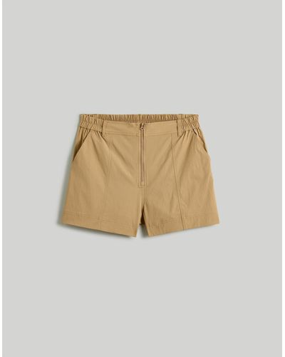 MW Zip-front Tapered Shorts - Natural