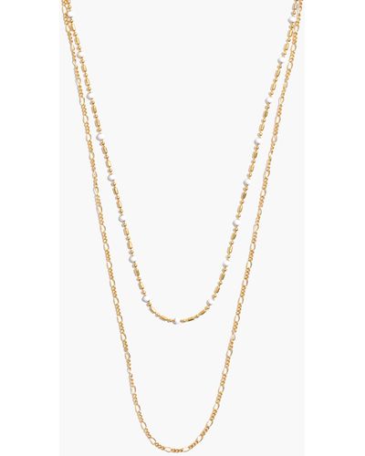 MW Enamel Bead Chain Necklace Set - White