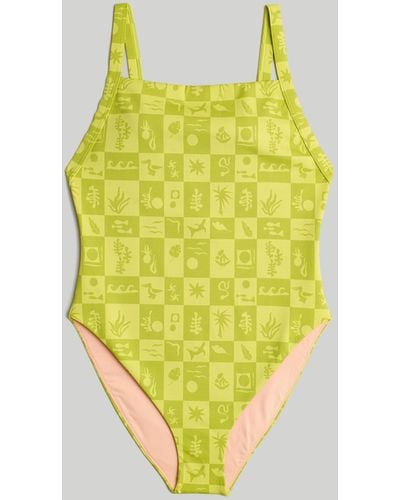 MW Square-neck Cutout One-piece Swimsuit - Multicolour