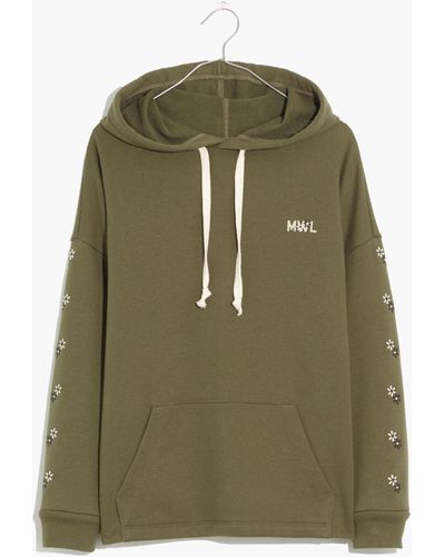 MW L Easygoing Hoodie Sweatshirt: Flower Embroidered Edition - Green