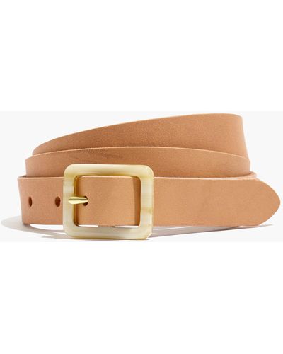 MW Acetate Buckle Leather Belt - Natural