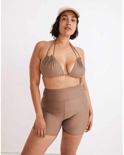 MW Madewell Second Wave Ruched String Bikini Top - Brown