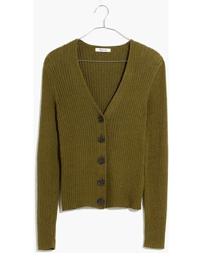 MW Shrunken Ribbed Cardigan Sweater - Green