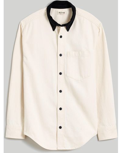MW Corduroy-collar Denim Easy Shirt - Natural
