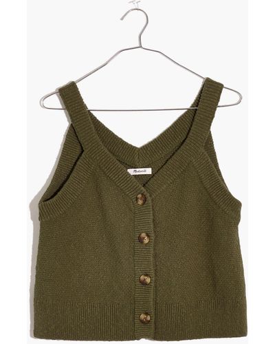 MW Wakefield Button-front Sweater Tank - Green