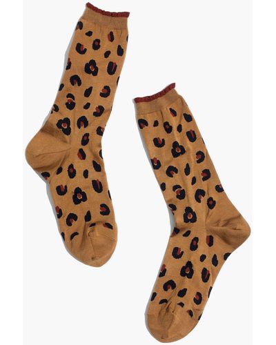 MW Madewell X Hansel From Baseltm Leopard Anklet Socks - Brown