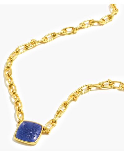 MW Impression Resin Charm Pendant Necklace - Blue