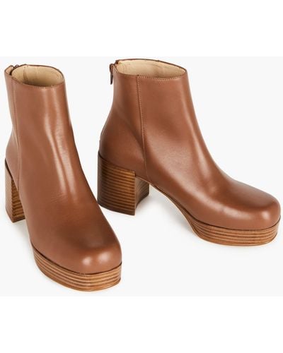 MW Intentionally Blank Leather Speed Platform Boots - Brown