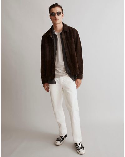 MW Suede Leather Boxy Shirt-jacket - Brown