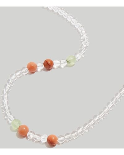 MW Glass And Stone Beaded Necklace - Grey