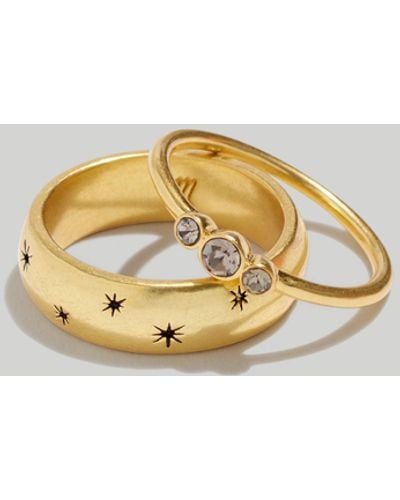 MW Two-piece Etched Stars Ring Set - Metallic