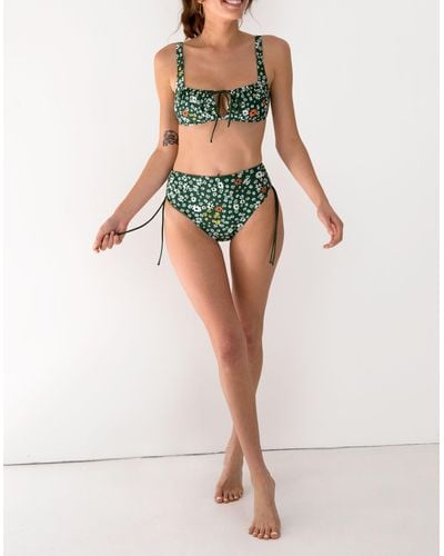 MW Galamaar® Ruched High-waist Bikini Bottom - Multicolor