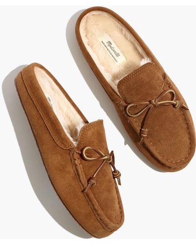 MW Suede Moccasin Scuff Slippers - Brown