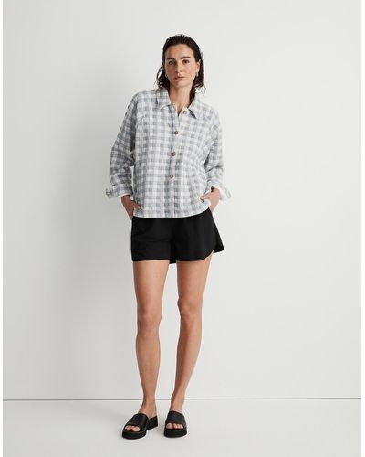 MW Gingham Quilted Crop Shirt-jacket - Gray