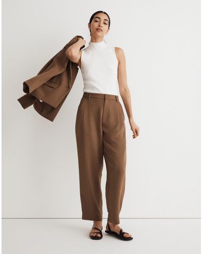 MW Pleated Tapered-leg Trousers - Natural