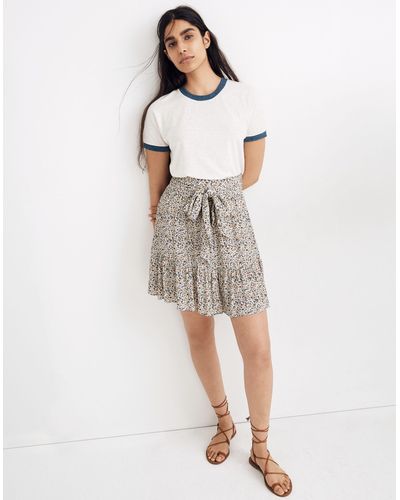 MW Tie-waist Tiered Mini Skirt - Grey