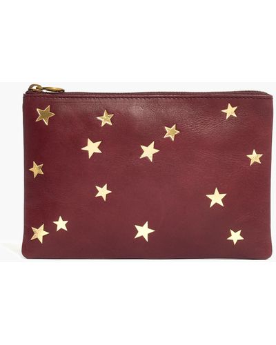 MW The Leather Pouch Clutch: Star Embossed Edition - Red