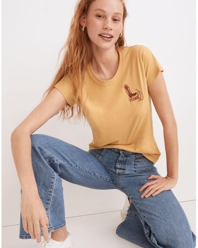 MW Madewell X Made Some Souvenirs Embroidered Perfect Vintage Tee - Blue