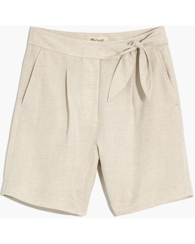 MW Linen-blend Side-tie Bermuda Shorts - White