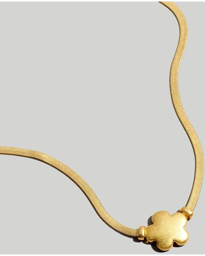 MW Puffy Charm Herringbone Necklace - Metallic