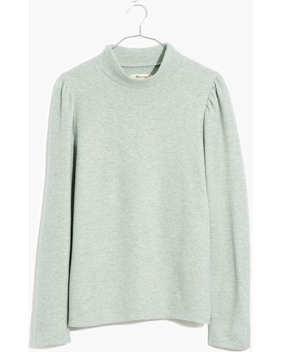 MW (re)sourced Plush Mockneck Puff-sleeve Top - White