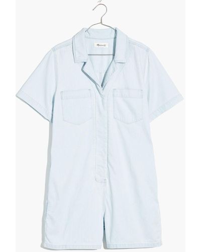 MW Denim Relaxed Coverall Romper - White