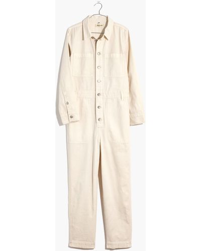 MW Petite Garment-dyed Relaxed Coverall Jumpsuit - White