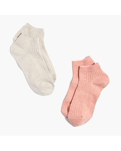 MW Two-pack Ribbed Heather Anklet Socks - Pink