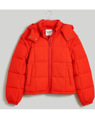MW Modular Quilted Crop Puffer Jacket - Red