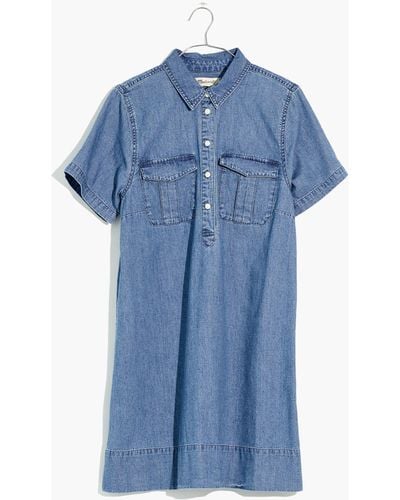 MW Denim Short-sleeve Popover Shirtdress - Blue